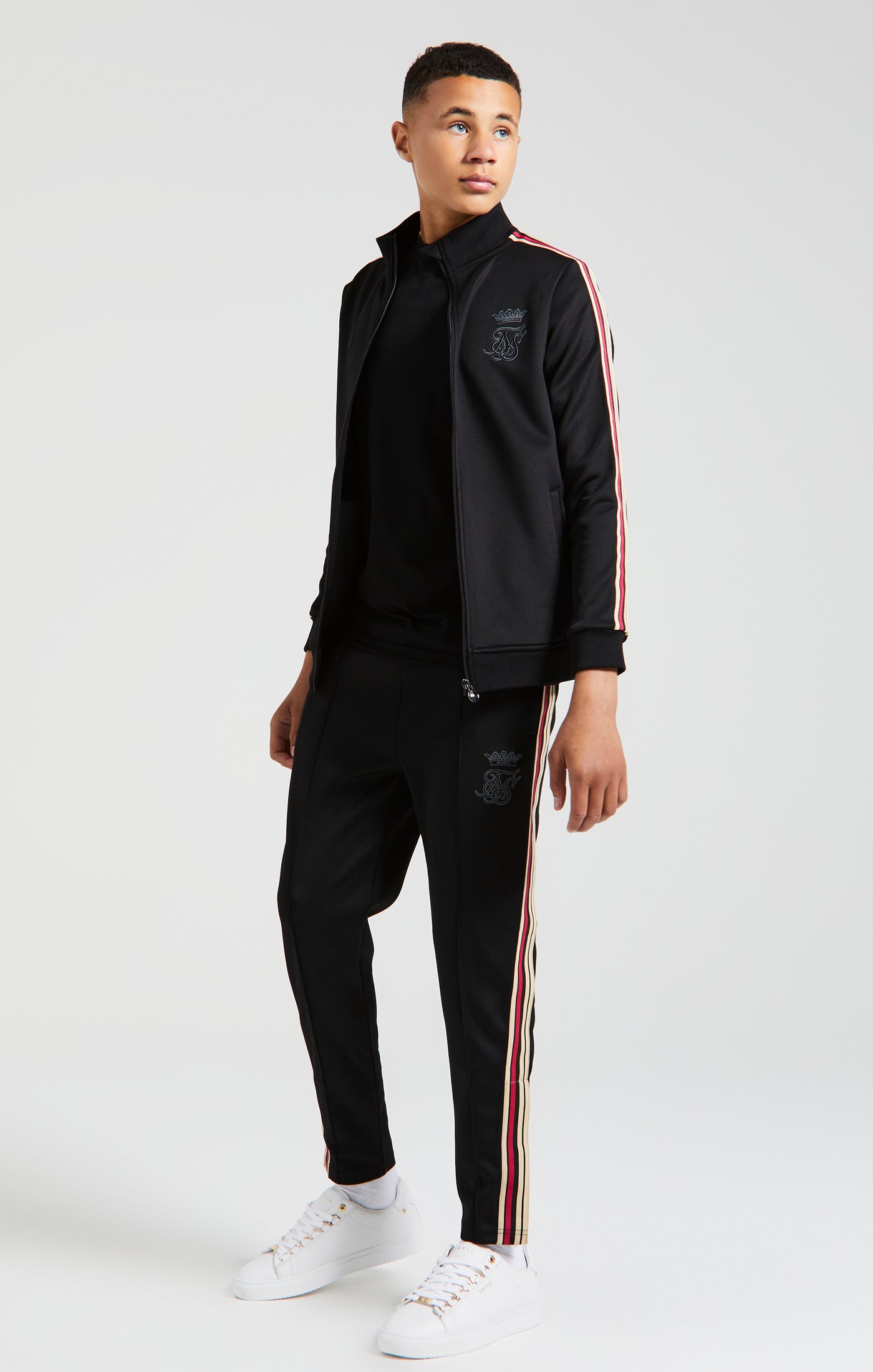Laad de afbeelding in de Galerij viewer, Messi x SikSilk - Zwarte sweater met trechterhals en volledige ritssluiting (4)