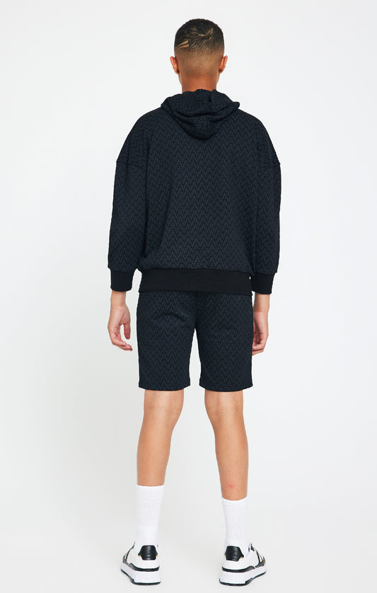 Messi x SikSilk - Zwarte oversized sweater met capuchon en print voor jongens