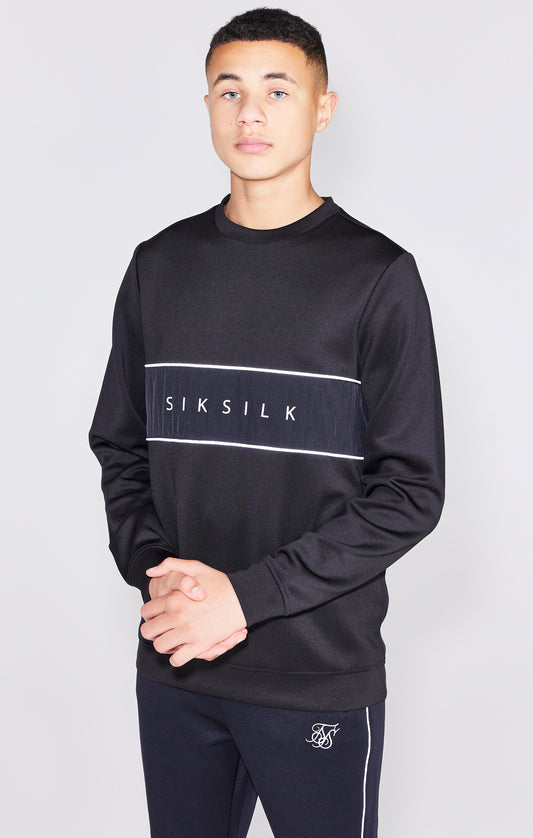 Zwart sweatshirt van polyester met ronde hals voor jongens