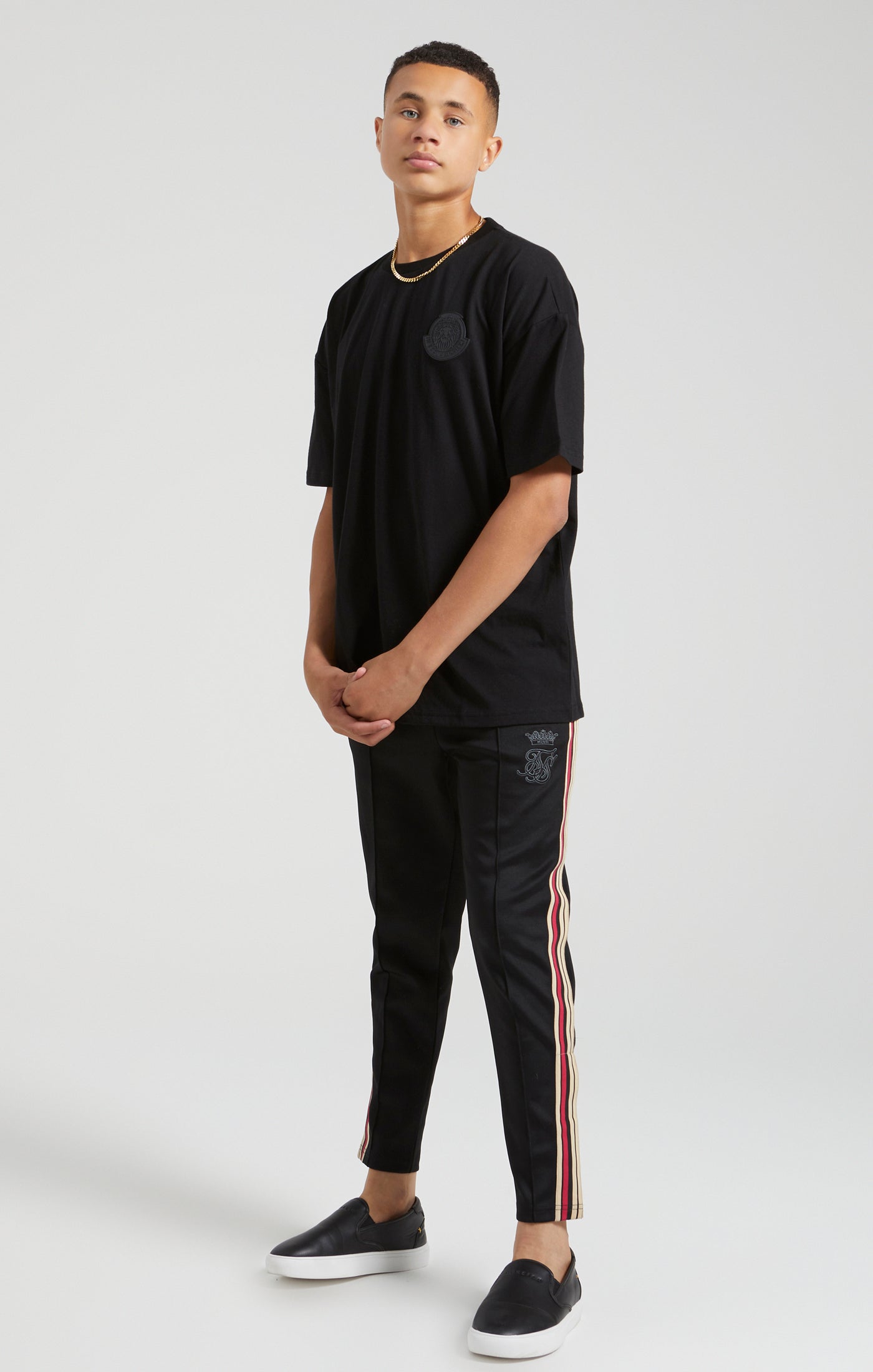 Laad de afbeelding in de Galerij viewer, Boys Messi x SikSilk Black Lion Graphic Oversized T-Shirt (4)