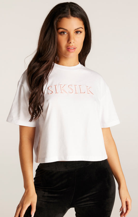 SikSilk T-shirt met opgeborduurd logo - Wit