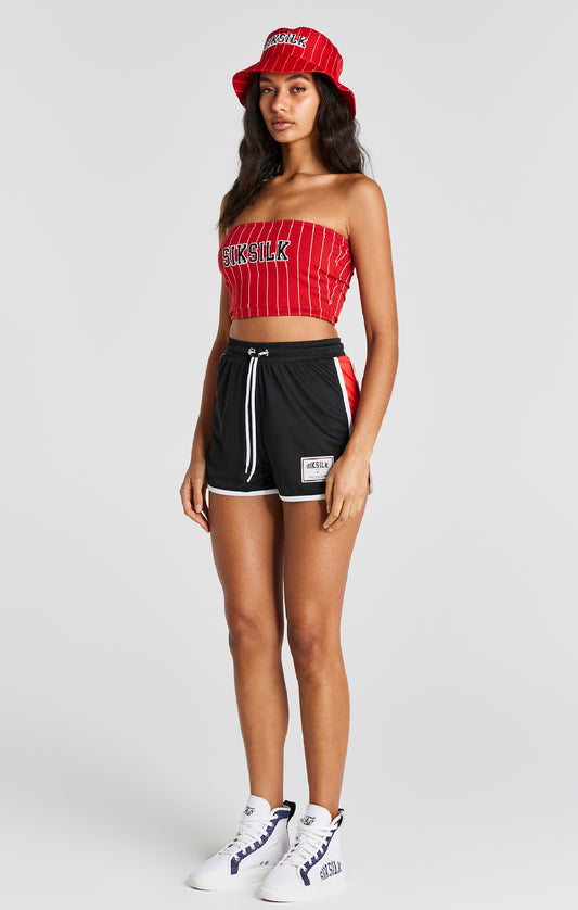 Red Pinstripe Bandeau Top